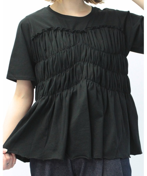 amini(アミニ)の「フロントシャーリングカットソー(Tシャツ/カットソー・レディース・アイボリー/チャコールグレー/ブラック・MEDIUM)」の14枚目の写真
