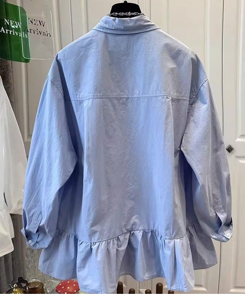 AMAJI（アマジ）の「ペプラムシャツ（シャツ/ブラウス・レディース・ホワイト/ブルー・X-LARGE/LARGE/MEDIUM/SMALL）」の4枚目の写真