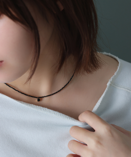スクエアモチーフオニキスネックレス K10（ネックレス）｜Lilas（リラ