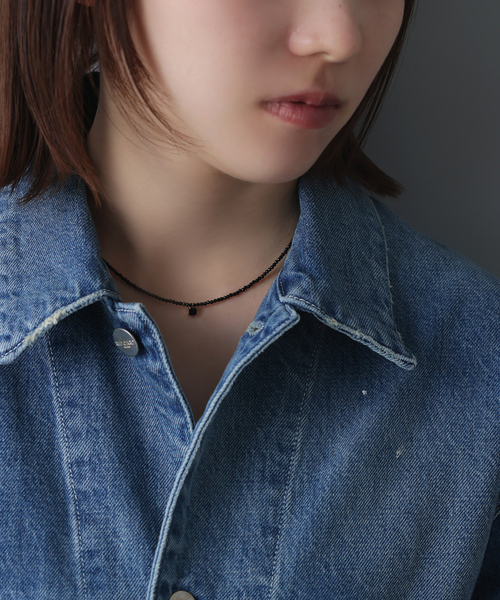 スクエアモチーフオニキスネックレス K10（ネックレス）｜Lilas（リラ