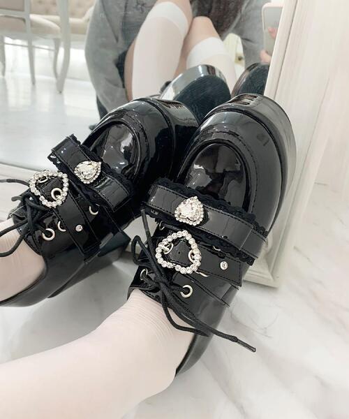 cs T&P(シーエスティーアンドピー)の「夢見る厚底キラキラハート付きパンプス(パンプス・レディース・ブルー系1/アイボリー系1/ブラック系1/ピンク系6・M/S/LL/L)」の9枚目の写真