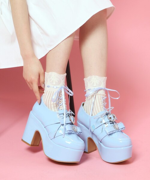 cs T&P(シーエスティーアンドピー)の「夢見る厚底キラキラハート付きパンプス(パンプス・レディース・ブルー系1/アイボリー系1/ブラック系1/ピンク系6・M/S/LL/L)」の12枚目の写真