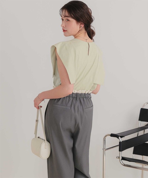 titivate(ティティベイト)の「【サステナブル】スクエアスリーブカットソートップス(Tシャツ/カットソー・レディース・オフホワイト/ブラウン/ライトグリーン/グレイッシュベージュ/ブラック・S/M)」の21枚目の写真