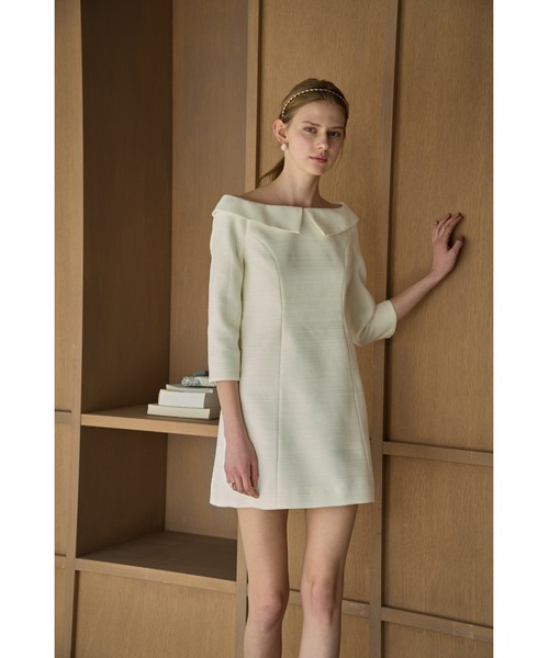 ERADIE(エラディエ)の「Off-Shoulder Collar Mini One Piece オフショルカラーツイードミニOP(ワンピース・レディース・ブラック/サックスブルー/オフホワイト・FREE)」の8枚目の写真
