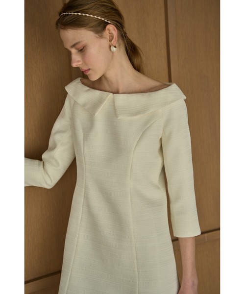 Off-Shoulder Collar Mini One Piece オフショルカラーツイードミニOP