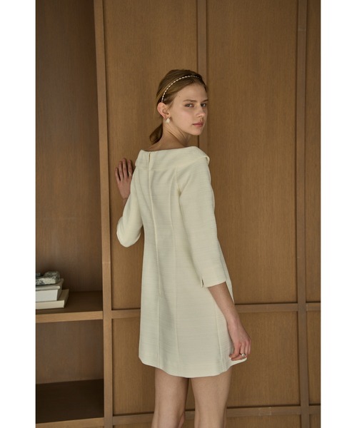 Off-Shoulder Collar Mini One Piece オフショルカラーツイードミニOP