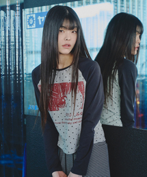 ミユ 別途ト ナグラン ロングスリーブTシャツ メランジブラック