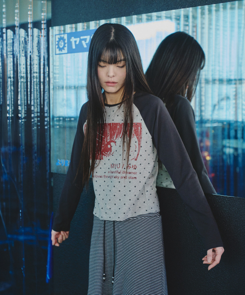 MIHEV(ミヘブ)の「ミユ 別途ト ナグラン ロングスリーブTシャツ メランジブラック(Tシャツ/カットソー・レディース・その他・FREE)」の3枚目の写真
