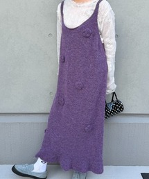 lanan select（ラナンセレクト）の「ビッグシルエットフラワーモチーフニットキャミワンピース（ワンピース）」