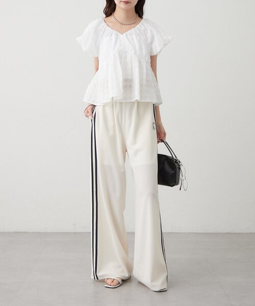 mystic（ミスティック）の「ロゴ刺繍イージーパンツ（その他パンツ・レディース・ブラック/アイボリー/レッド・2/1）」の10枚目の写真