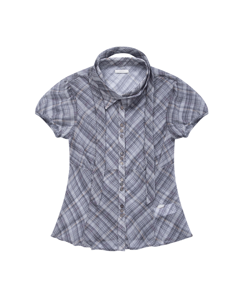 ILLIGO（イリゴ）の「フレアパフブラウスチェックベージュ（シャツ/ブラウス・レディース・その他・OS）」の4枚目の写真