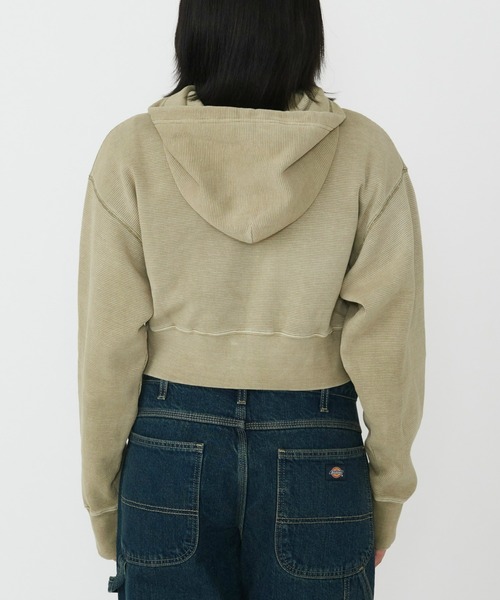 Dickies(ディッキーズ)の「Dickies/ディッキーズ レディース サーマルショートフーディー/ショート丈/ZIPパーカー(パーカー・レディース・ライトブルー/ベージュ・SMALL/MEDIUM)」の4枚目の写真
