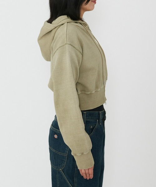 Dickies(ディッキーズ)の「Dickies/ディッキーズ レディース サーマルショートフーディー/ショート丈/ZIPパーカー(パーカー・レディース・ライトブルー/ベージュ・SMALL/MEDIUM)」の5枚目の写真