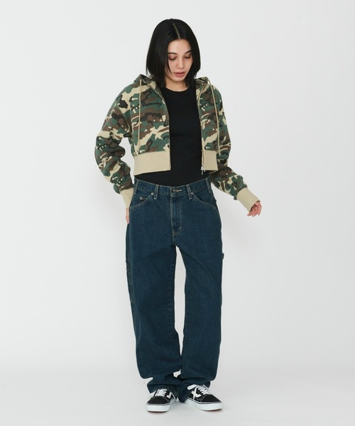 Dickies(ディッキーズ)の「Dickies/ディッキーズ レディース サーマルショートフーディー/ショート丈/ZIPパーカー(パーカー・レディース・ライトブルー/ベージュ・SMALL/MEDIUM)」の19枚目の写真
