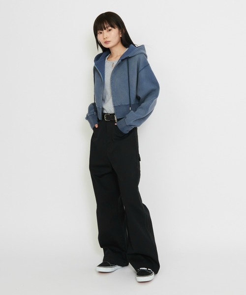 Dickies(ディッキーズ)の「Dickies/ディッキーズ レディース サーマルショートフーディー/ショート丈/ZIPパーカー(パーカー・レディース・ライトブルー/ベージュ・SMALL/MEDIUM)」の9枚目の写真