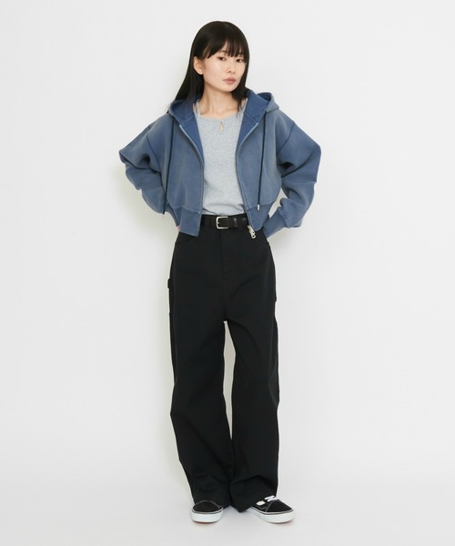 Dickies(ディッキーズ)の「Dickies/ディッキーズ レディース サーマルショートフーディー/ショート丈/ZIPパーカー(パーカー・レディース・ライトブルー/ベージュ・SMALL/MEDIUM)」の10枚目の写真
