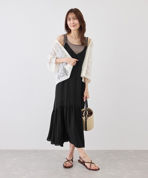 ROPE' PICNIC（ロペピクニック）の「花柄ティアードダブルストラップキャミワンピース（ワンピース・レディース・ブラック系その他/ブラック/ブラウン・FREE）」の5枚目の写真