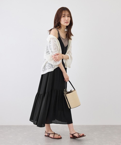 ROPE' PICNIC（ロペピクニック）の「花柄ティアードダブルストラップキャミワンピース（ワンピース・レディース・ブラック系その他/ブラック/ブラウン・FREE）」の6枚目の写真