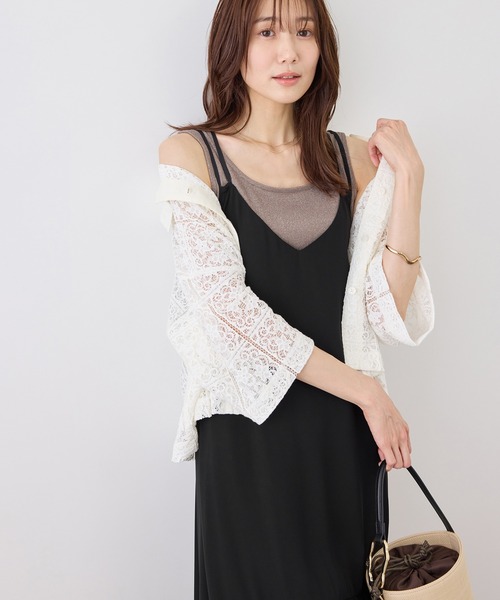 ROPE' PICNIC（ロペピクニック）の「花柄ティアードダブルストラップキャミワンピース（ワンピース・レディース・ブラック系その他/ブラック/ブラウン・FREE）」の7枚目の写真