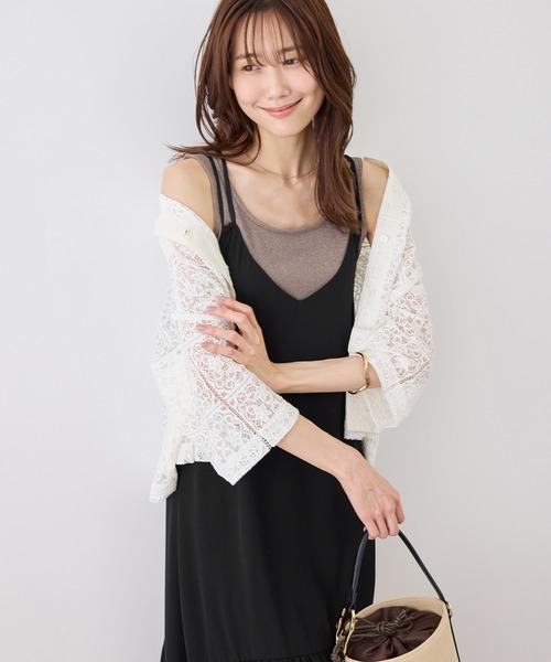 ROPE' PICNIC（ロペピクニック）の「花柄ティアードダブルストラップキャミワンピース（ワンピース・レディース・ブラック系その他/ブラック/ブラウン・FREE）」の8枚目の写真