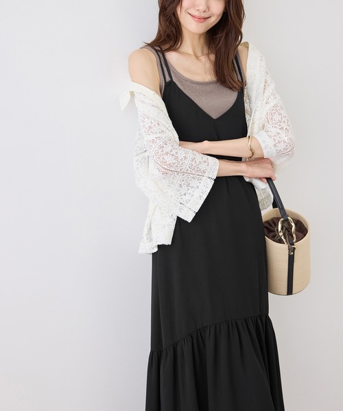 ROPE' PICNIC（ロペピクニック）の「花柄ティアードダブルストラップキャミワンピース（ワンピース・レディース・ブラック系その他/ブラック/ブラウン・FREE）」の9枚目の写真