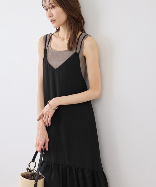 ROPE' PICNIC（ロペピクニック）の「花柄ティアードダブルストラップキャミワンピース（ワンピース・レディース・ブラック系その他/ブラック/ブラウン・FREE）」の10枚目の写真