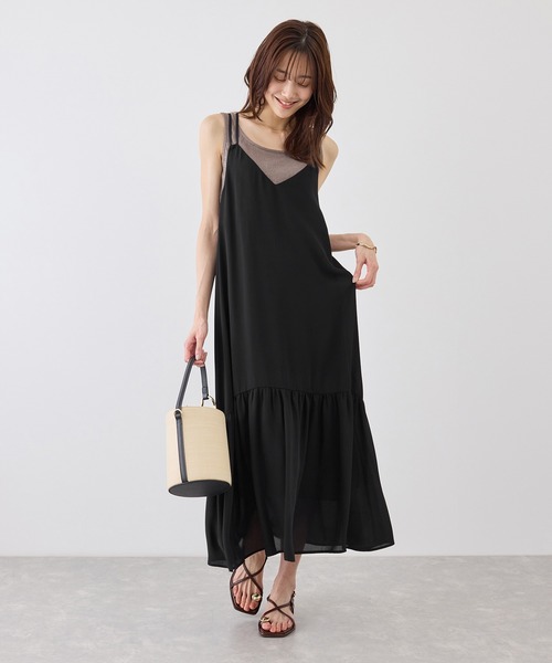 ROPE' PICNIC（ロペピクニック）の「花柄ティアードダブルストラップキャミワンピース（ワンピース・レディース・ブラック系その他/ブラック/ブラウン・FREE）」の11枚目の写真