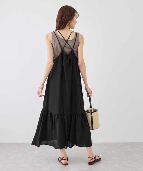ROPE' PICNIC（ロペピクニック）の「花柄ティアードダブルストラップキャミワンピース（ワンピース・レディース・ブラック系その他/ブラック/ブラウン・FREE）」の12枚目の写真