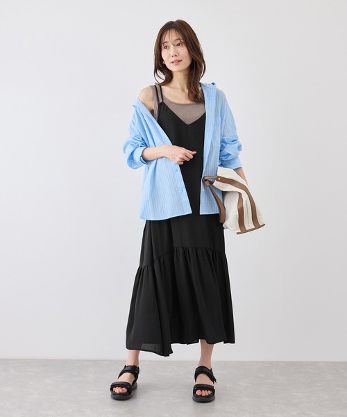 ROPE' PICNIC（ロペピクニック）の「花柄ティアードダブルストラップキャミワンピース（ワンピース・レディース・ブラック系その他/ブラック/ブラウン・FREE）」の16枚目の写真