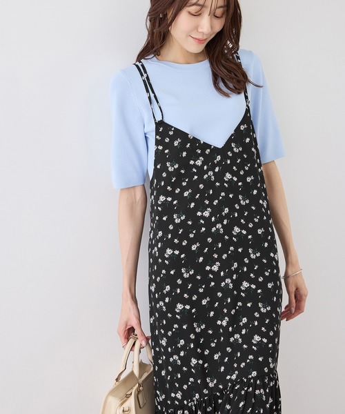 ROPE' PICNIC（ロペピクニック）の「花柄ティアードダブルストラップキャミワンピース（ワンピース・レディース・ブラック系その他/ブラック/ブラウン・FREE）」の19枚目の写真