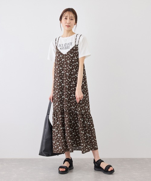 ROPE' PICNIC（ロペピクニック）の「花柄ティアードダブルストラップキャミワンピース（ワンピース・レディース・ブラック系その他/ブラック/ブラウン・FREE）」の21枚目の写真