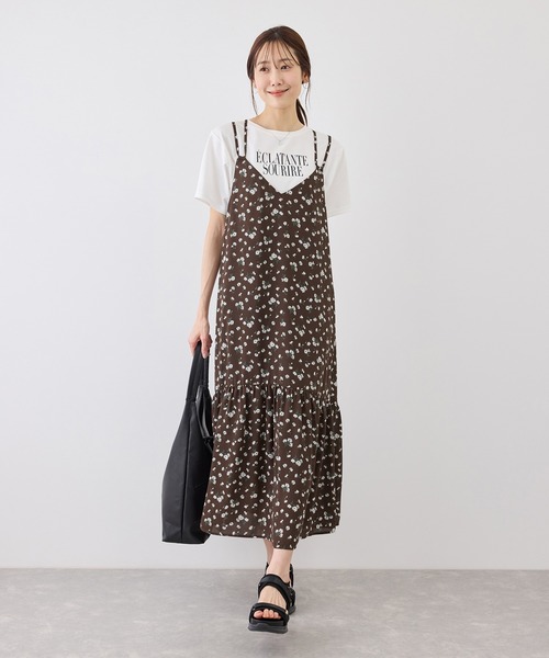 ROPE' PICNIC（ロペピクニック）の「花柄ティアードダブルストラップキャミワンピース（ワンピース・レディース・ブラック系その他/ブラック/ブラウン・FREE）」の22枚目の写真