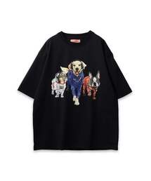 CORISCO（コリスコ）の「【CORISCO】 度詰め天竺アニマル前後プリントTEE ネコ イヌ プリント（Tシャツ/カットソー）」