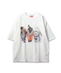 CORISCO（コリスコ）の「【CORISCO】 度詰め天竺アニマル前後プリントTEE ネコ イヌ プリント（Tシャツ/カットソー）」