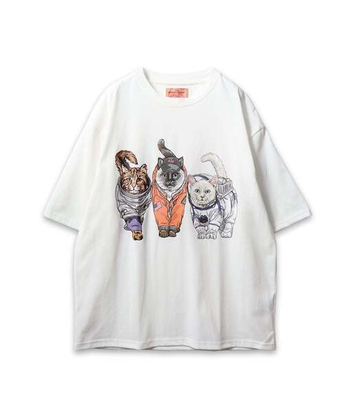 CORISCO(コリスコ)の「【CORISCO】 度詰め天竺アニマル前後プリントTEE ネコ イヌ プリント(Tシャツ/カットソー・メンズ・ホワイト系1/ホワイト/ミント/ブラック系1/グリーン/ブラック/ライトピンク・2/3)」の2枚目の写真