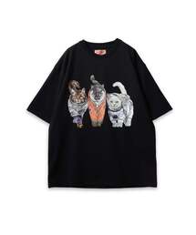 CORISCO（コリスコ）の「【CORISCO】 度詰め天竺アニマル前後プリントTEE ネコ イヌ プリント（Tシャツ/カットソー）」