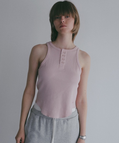 MANOF（マノフ）の「FAITH×MANOF THERMAL HENLY TANK（タンクトップ・レディース・オートミール/ピンク/チャコールグレー・F）」の12枚目の写真