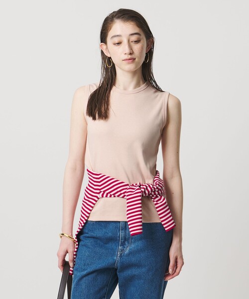 UNITED ARROWS(ユナイテッドアローズ)の「コットン フライス ノースリーブトップス(Tシャツ/カットソー・レディース・その他1/ダークブラウン/ホワイト/ライトピンク・FREE)」の19枚目の写真