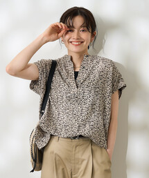 リネンブレンド スキッパーブラウス<セットアップ対応>