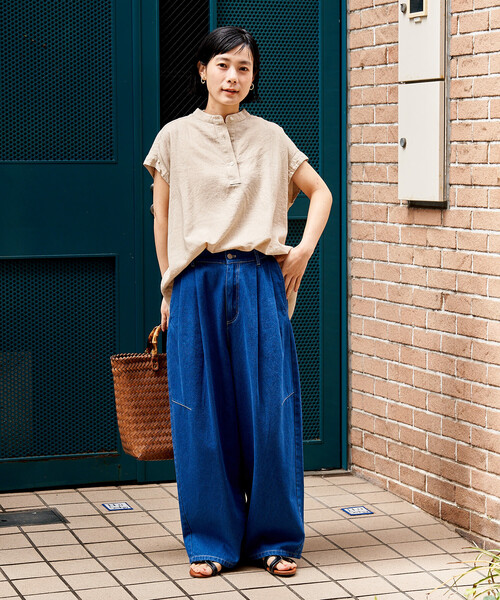 FREAK'S STORE（フリークスストア）の「リネンブレンド スキッパーブラウス＜セットアップ対応＞（シャツ/ブラウス・レディース・その他1/ラベンダー/ネイビー/ナチュラル/レッド/ブラウン・ﾌﾘ-）」の7枚目の写真