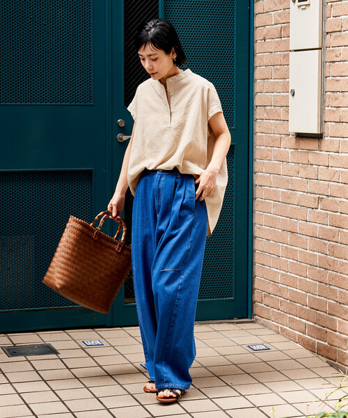 FREAK'S STORE（フリークスストア）の「リネンブレンド スキッパーブラウス＜セットアップ対応＞（シャツ/ブラウス・レディース・その他1/ラベンダー/ネイビー/ナチュラル/レッド/ブラウン・ﾌﾘ-）」の8枚目の写真