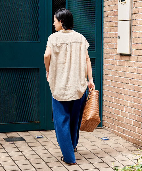 FREAK'S STORE（フリークスストア）の「リネンブレンド スキッパーブラウス＜セットアップ対応＞（シャツ/ブラウス・レディース・その他1/ラベンダー/ネイビー/ナチュラル/レッド/ブラウン・ﾌﾘ-）」の10枚目の写真