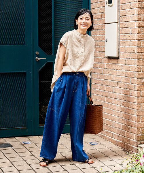 FREAK'S STORE（フリークスストア）の「リネンブレンド スキッパーブラウス＜セットアップ対応＞（シャツ/ブラウス・レディース・その他1/ラベンダー/ネイビー/ナチュラル/レッド/ブラウン・ﾌﾘ-）」の11枚目の写真
