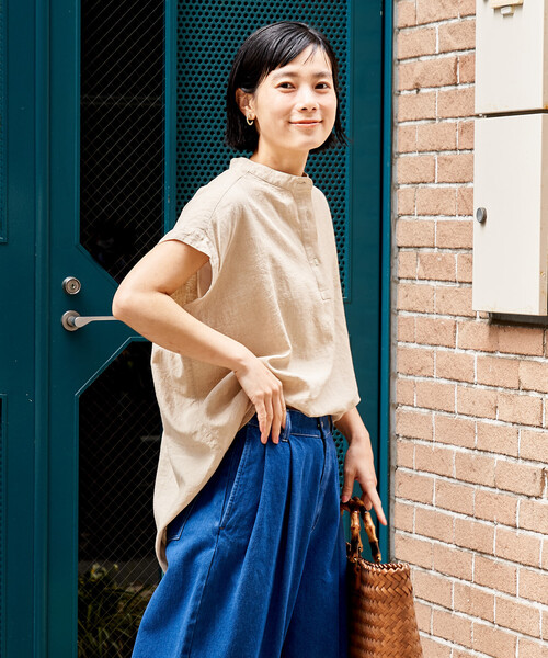 FREAK'S STORE（フリークスストア）の「リネンブレンド スキッパーブラウス＜セットアップ対応＞（シャツ/ブラウス・レディース・その他1/ラベンダー/ネイビー/ナチュラル/レッド/ブラウン・ﾌﾘ-）」の17枚目の写真