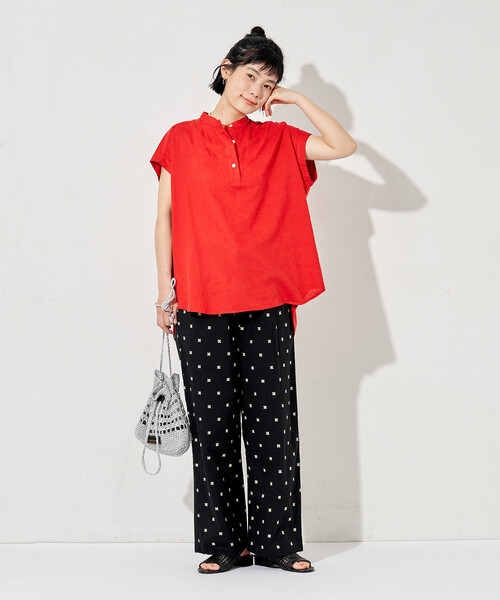 FREAK'S STORE（フリークスストア）の「リネンブレンド スキッパーブラウス＜セットアップ対応＞（シャツ/ブラウス・レディース・その他1/ラベンダー/ネイビー/ナチュラル/レッド/ブラウン・ﾌﾘ-）」の19枚目の写真
