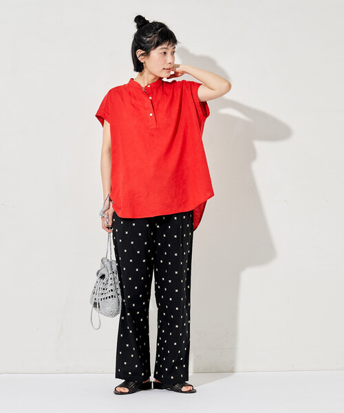 FREAK'S STORE（フリークスストア）の「リネンブレンド スキッパーブラウス＜セットアップ対応＞（シャツ/ブラウス・レディース・その他1/ラベンダー/ネイビー/ナチュラル/レッド/ブラウン・ﾌﾘ-）」の20枚目の写真