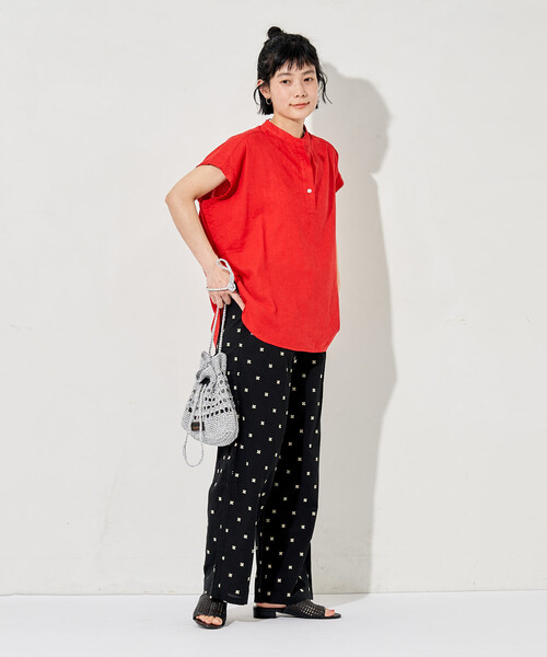 FREAK'S STORE（フリークスストア）の「リネンブレンド スキッパーブラウス＜セットアップ対応＞（シャツ/ブラウス・レディース・その他1/ラベンダー/ネイビー/ナチュラル/レッド/ブラウン・ﾌﾘ-）」の21枚目の写真