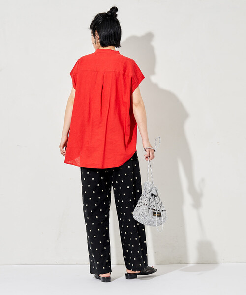 FREAK'S STORE（フリークスストア）の「リネンブレンド スキッパーブラウス＜セットアップ対応＞（シャツ/ブラウス・レディース・その他1/ラベンダー/ネイビー/ナチュラル/レッド/ブラウン・ﾌﾘ-）」の22枚目の写真