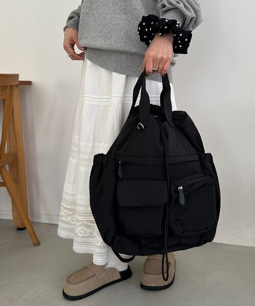 DISCOAT(ディスコート)の「ユーティリティーパフィーバックパック(バックパック/リュック・レディース・チャコールグレー/ブラック/ブラウン・FREE)」の8枚目の写真