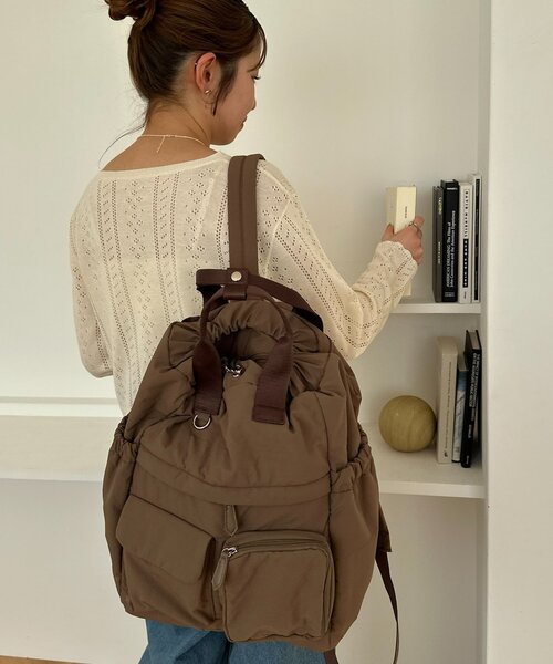 DISCOAT(ディスコート)の「ユーティリティーパフィーバックパック(バックパック/リュック・レディース・チャコールグレー/ブラック/ブラウン・FREE)」の18枚目の写真